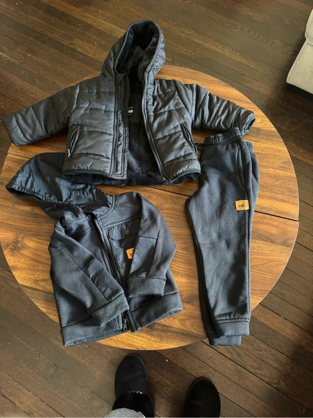 Body Glove Kids 3 piece black winter set with Hooded Puffer Jacket